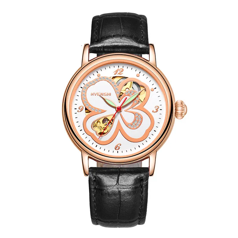 Huangshi Watch Women's Hollow Luminous Automatic Mechanical Watch Fashion Belt Business Women's Watch