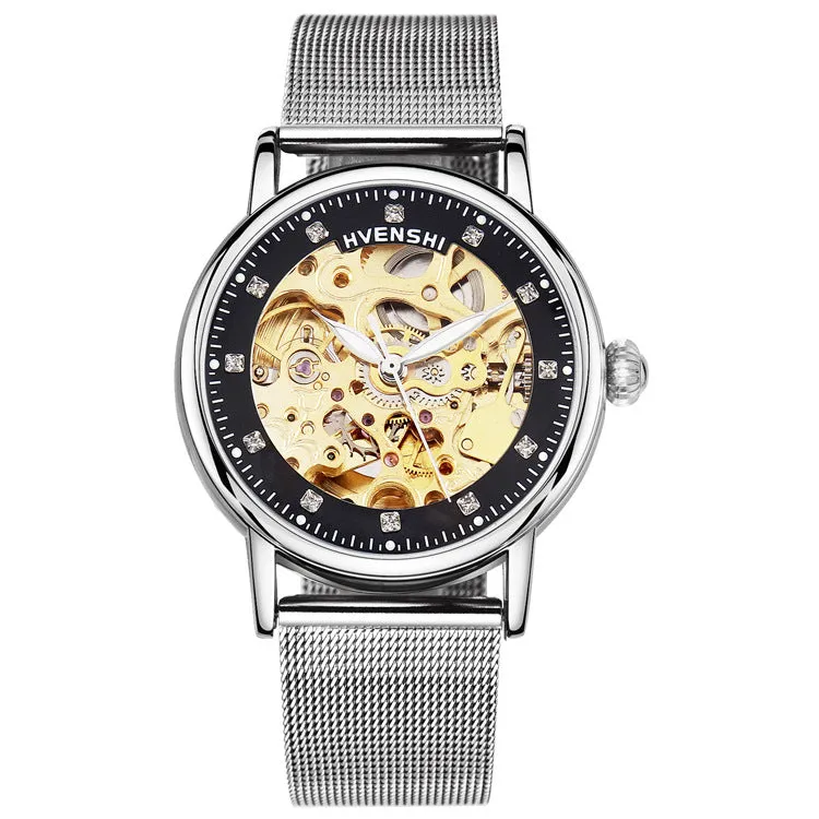 Huangshi Watch Women's Hollow Luminous Automatic Mechanical Watch Fashion Belt Business Women's Watch