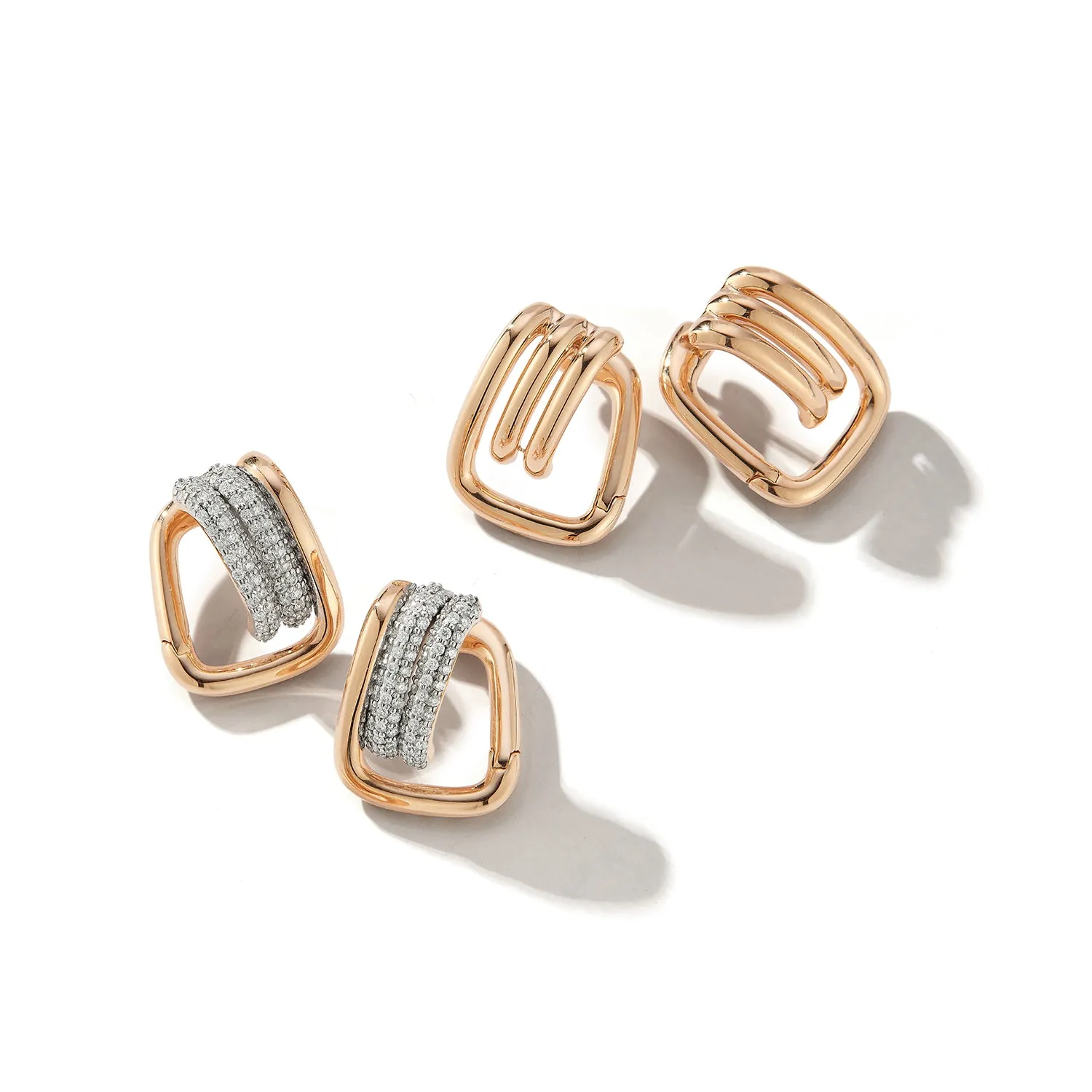 HUXLEY 18K AND DIAMOND COIL LINK HUGGIES