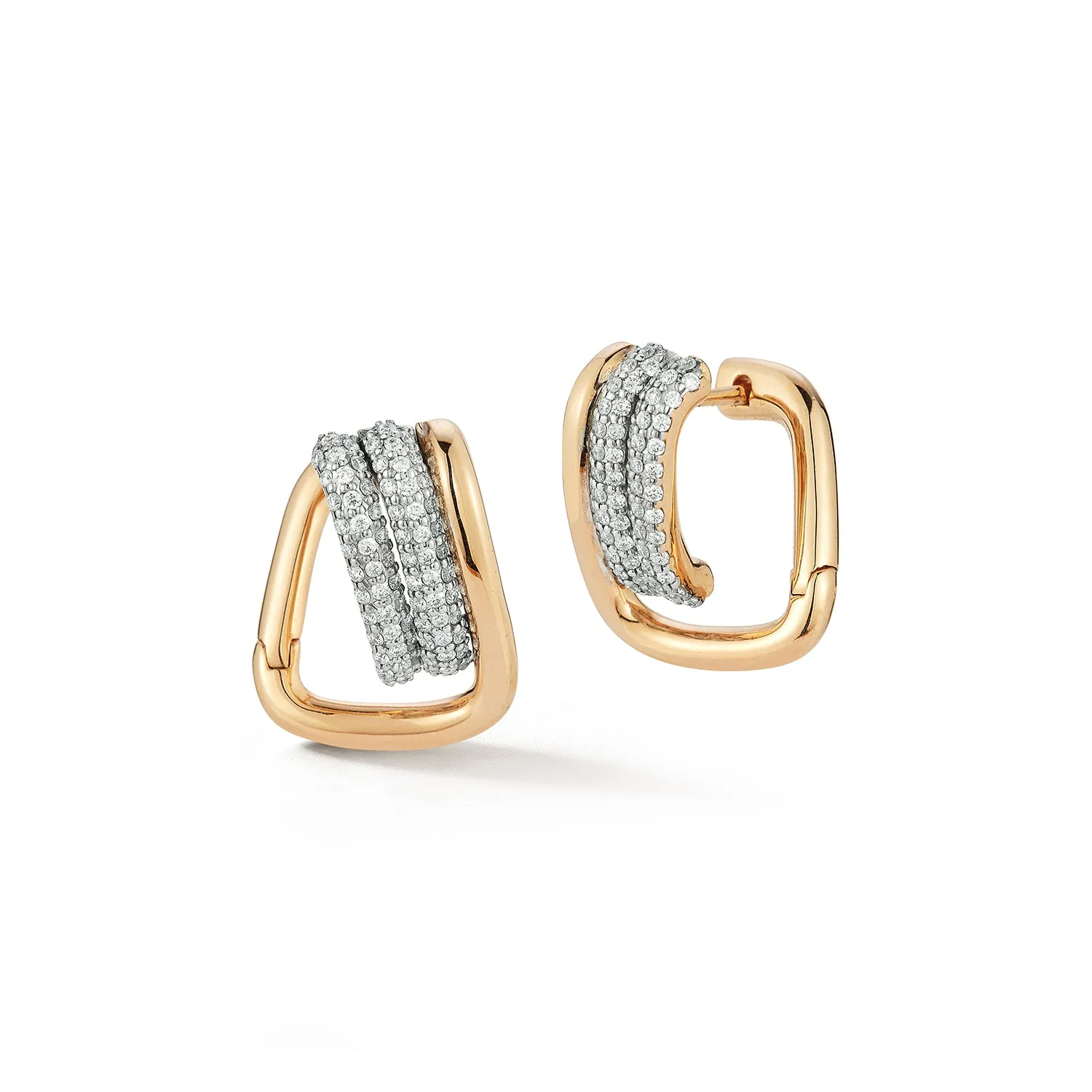 HUXLEY 18K AND DIAMOND COIL LINK HUGGIES