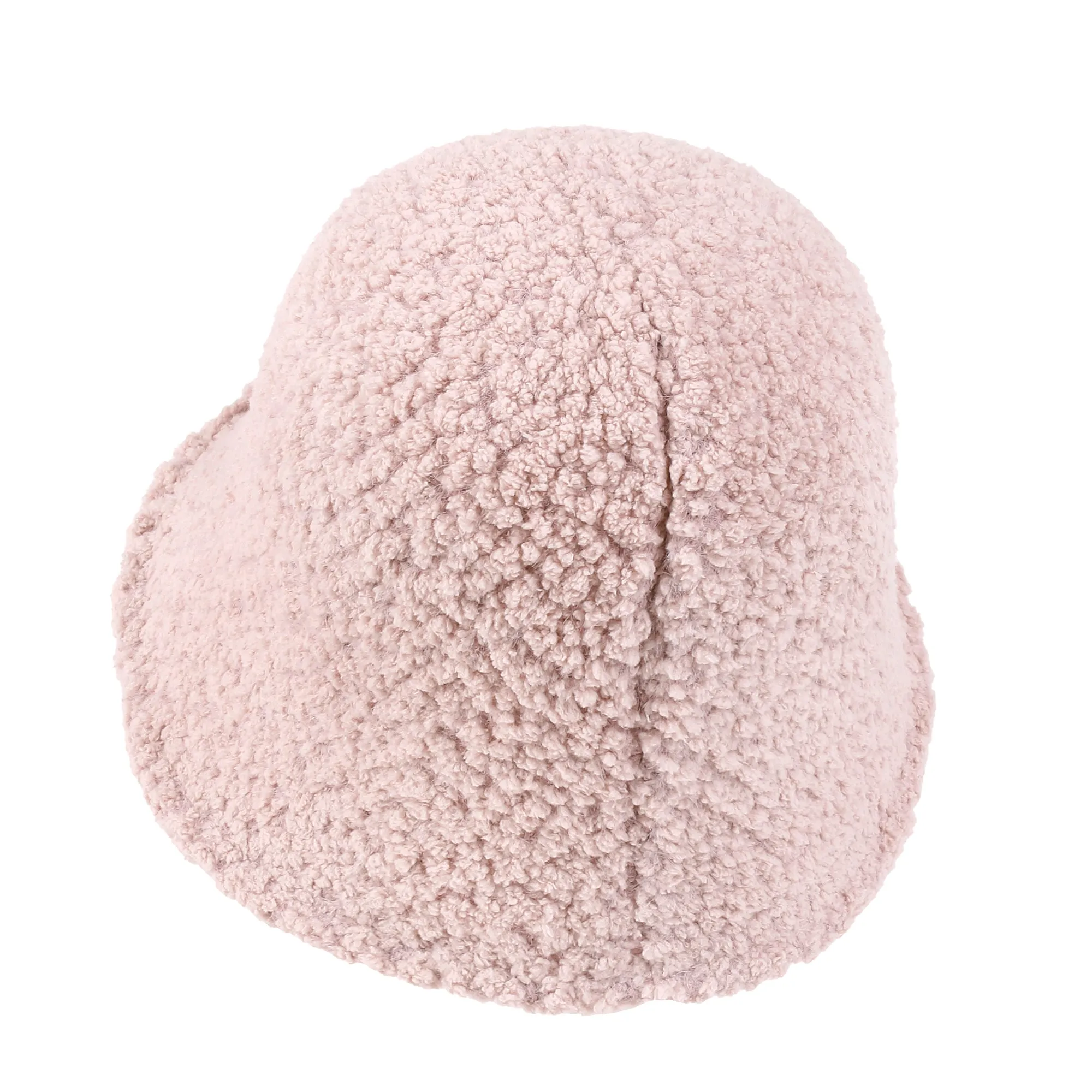 ililily Bell Shape Knitted Sherpa Fur Bucket Hat Soft Winter Fedora Hat