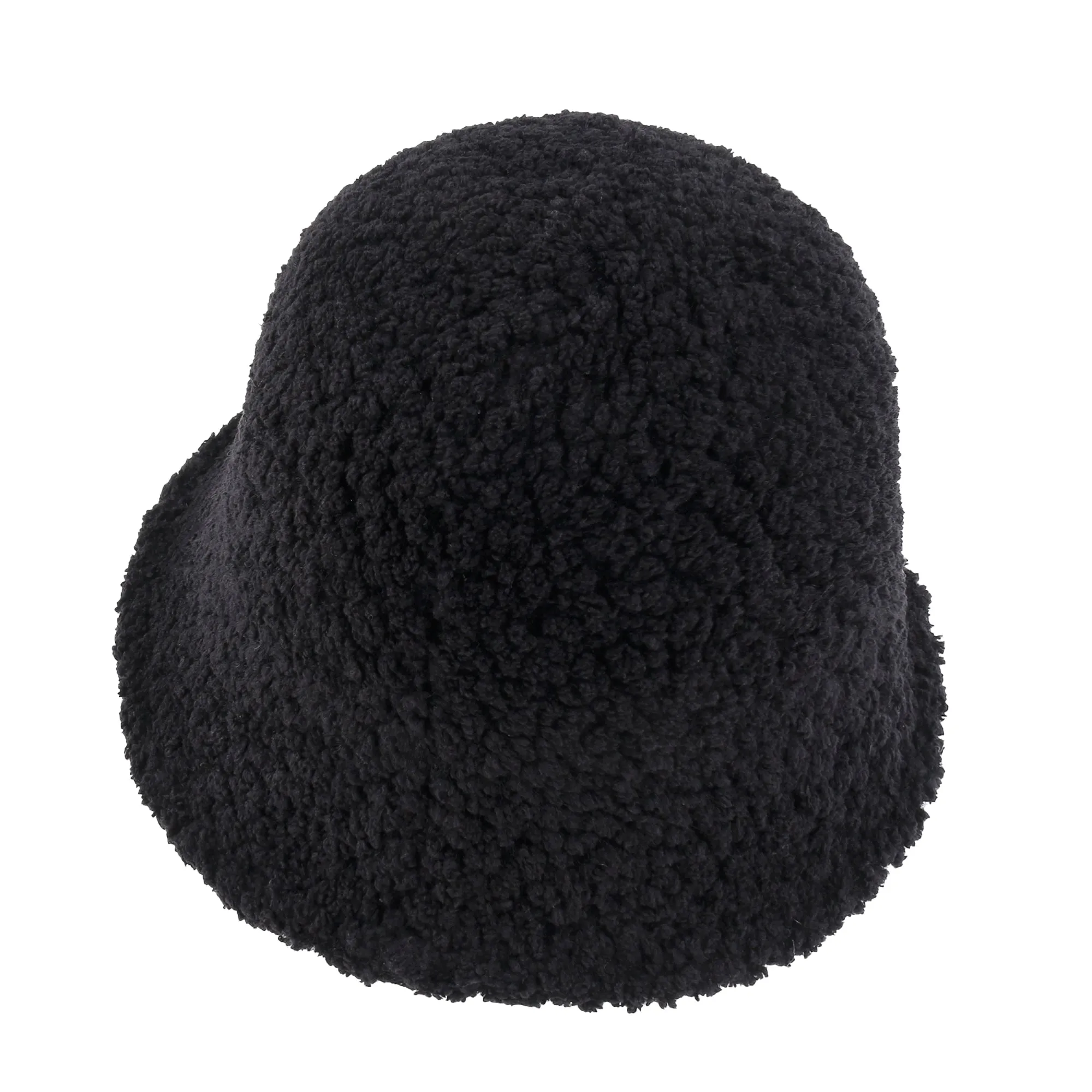ililily Bell Shape Knitted Sherpa Fur Bucket Hat Soft Winter Fedora Hat