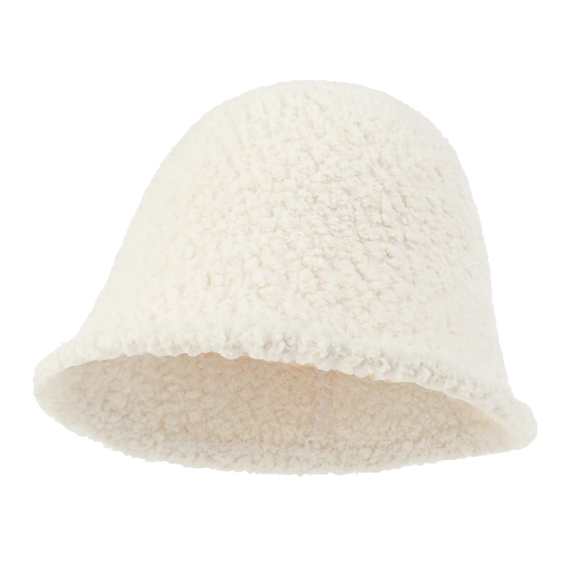ililily Bell Shape Knitted Sherpa Fur Bucket Hat Soft Winter Fedora Hat