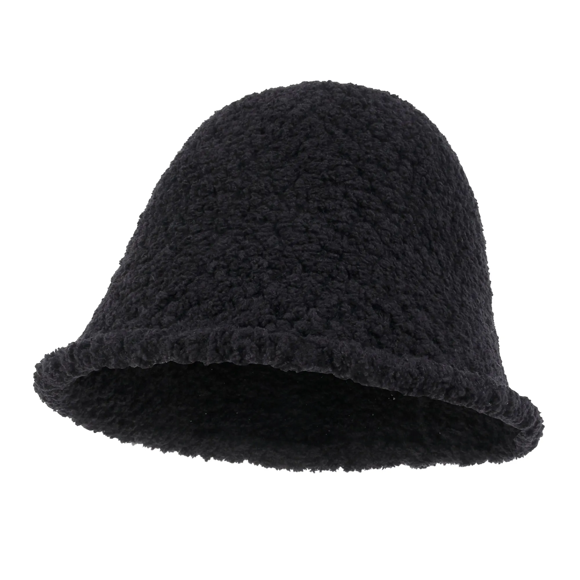 ililily Bell Shape Knitted Sherpa Fur Bucket Hat Soft Winter Fedora Hat