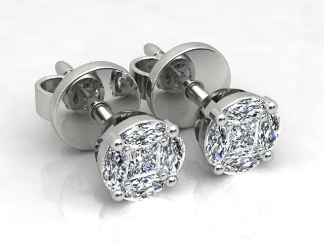 Illusion Cut Diamond Earrings