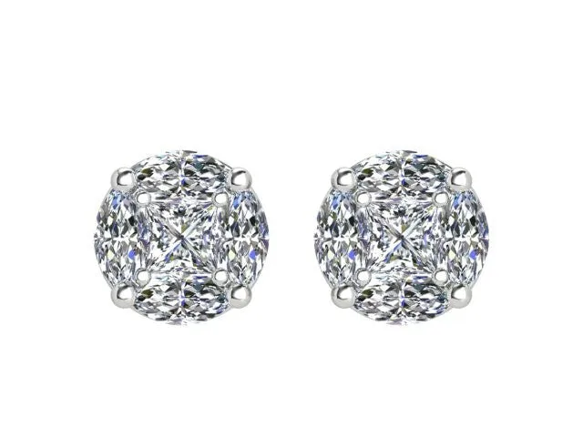 Illusion Cut Diamond Earrings