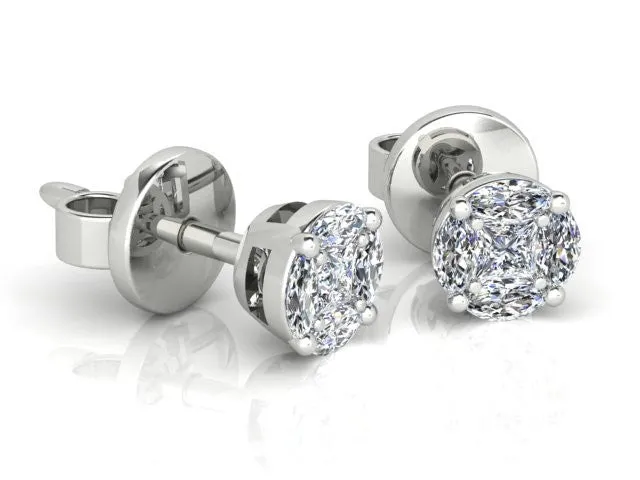 Illusion Cut Diamond Earrings