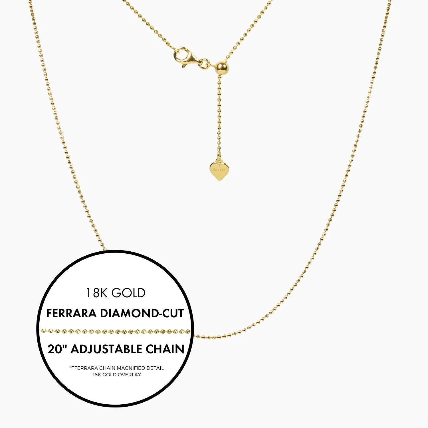 Italian Ferrara Diamond-Cut Bead Adjustable Chain