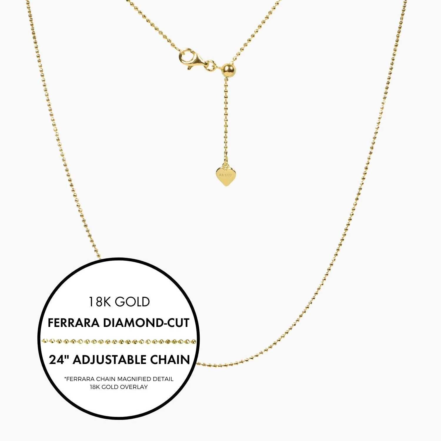 Italian Ferrara Diamond-Cut Bead Adjustable Chain