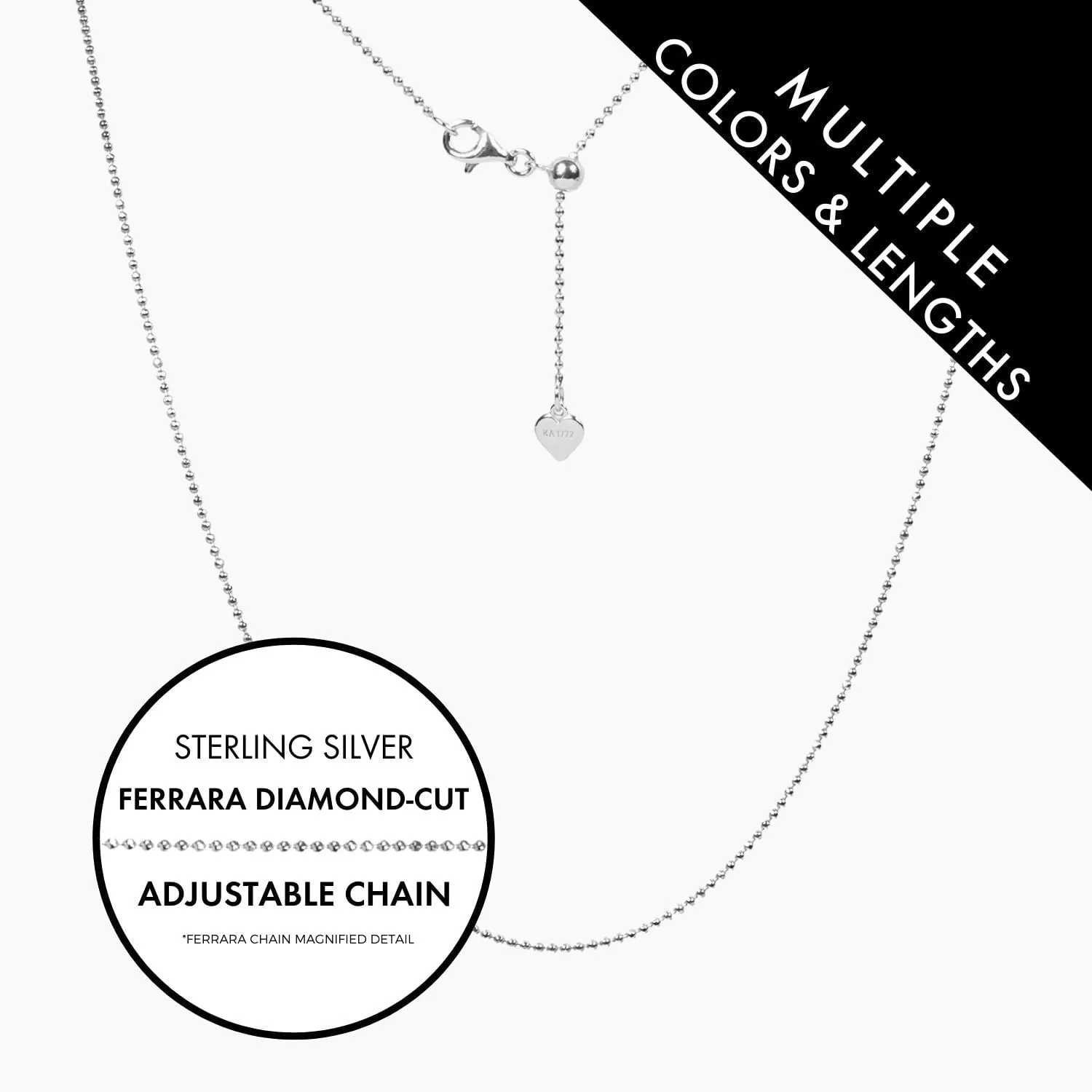 Italian Ferrara Diamond-Cut Bead Adjustable Chain