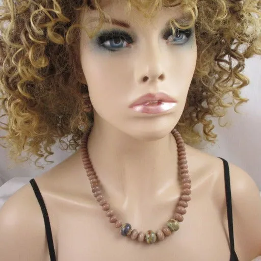 Jasper and Handmade Artisan Bead  Necklace & Earrings  Set