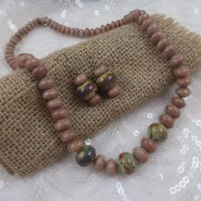 Jasper and Handmade Artisan Bead  Necklace & Earrings  Set