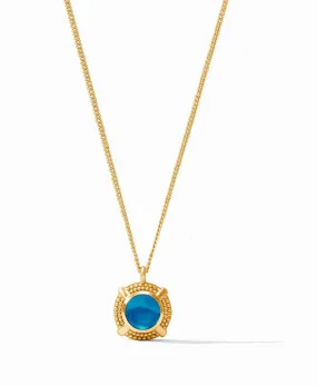 Julie Vos Cabochon Solitaire Necklace Iridescent London Blue