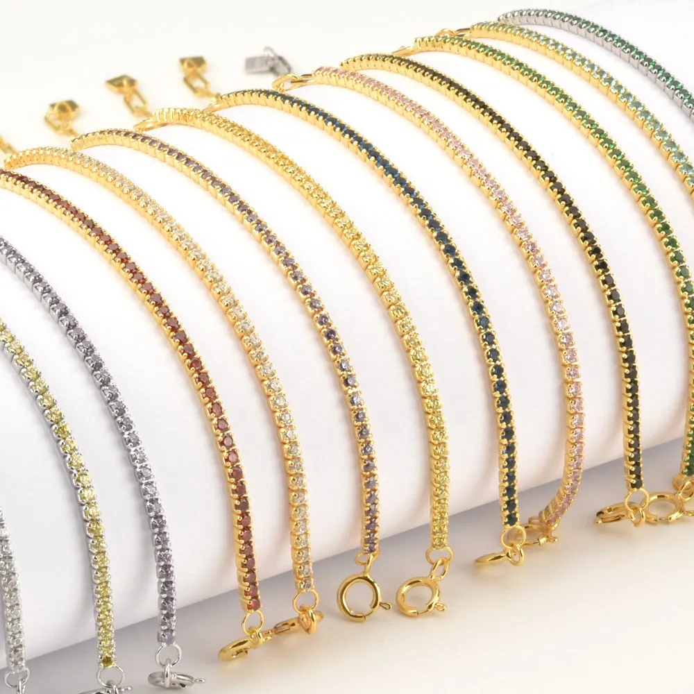 KESLEY 925 Sterling Silver Rainbow Zircon Chain Bracelet 2021 Women