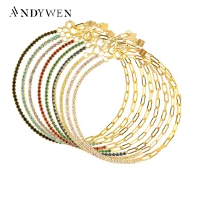 KESLEY 925 Sterling Silver Rainbow Zircon Chain Bracelet 2021 Women