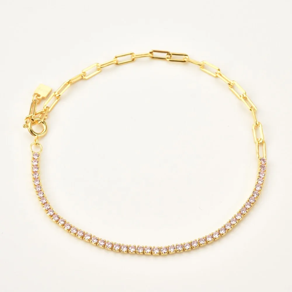 KESLEY 925 Sterling Silver Rainbow Zircon Chain Bracelet 2021 Women