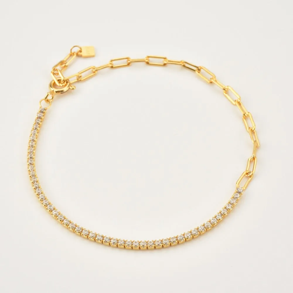 KESLEY 925 Sterling Silver Rainbow Zircon Chain Bracelet 2021 Women