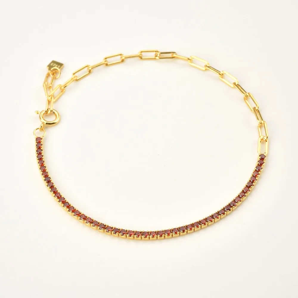 KESLEY 925 Sterling Silver Rainbow Zircon Chain Bracelet 2021 Women
