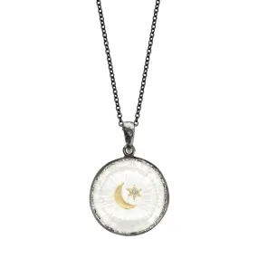 Large Round Crescent Star Quartz Medallion