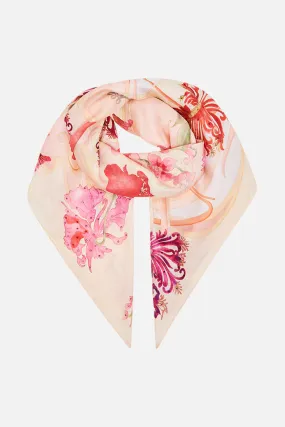 LARGE SQUARE SCARF BLOSSOMS AND BRUSHSTROKES