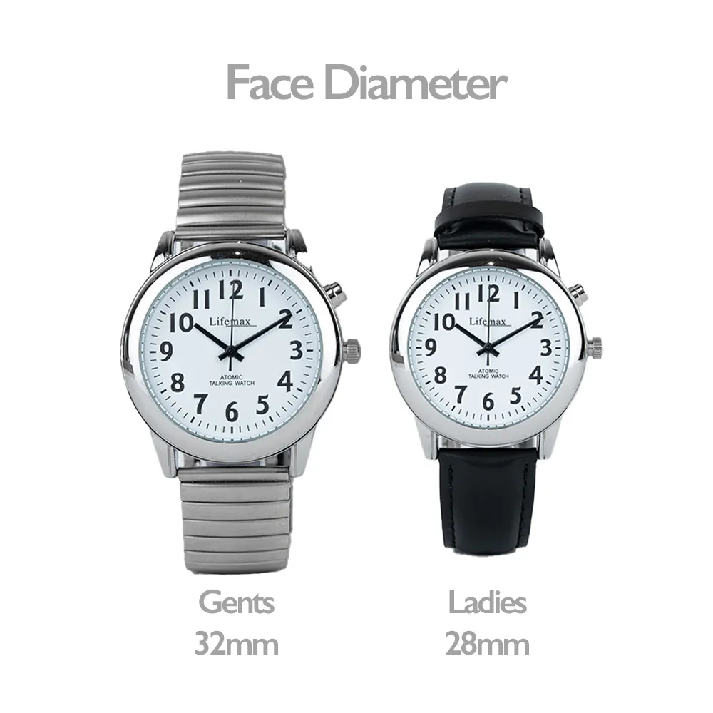 Lifemax RNIB Talking Atomic Watch for Gents - High Visibility Dial, Expanding Bracelet, Automatic Time Updates