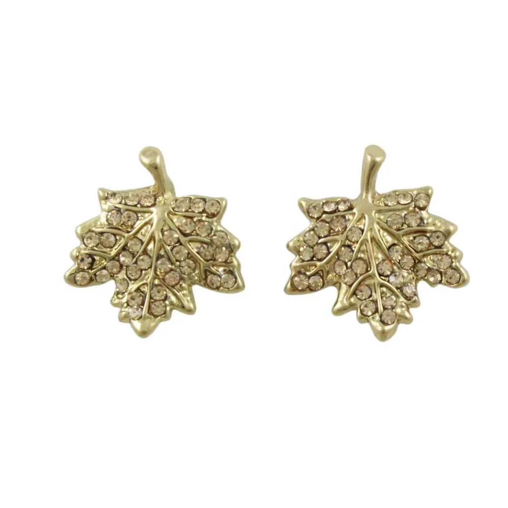 Light Topaz Crystal Maple Leaf Clip Earring - PT412EC
