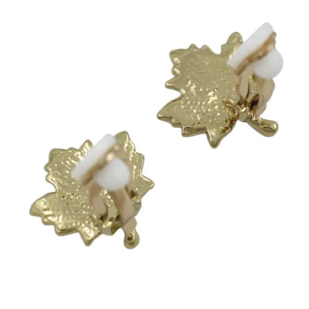 Light Topaz Crystal Maple Leaf Clip Earring - PT412EC