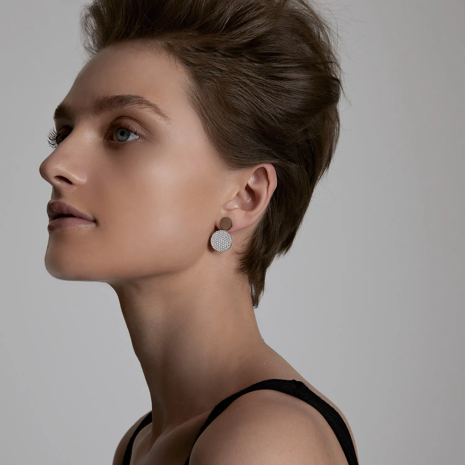 LYTTON 18K MIX MATCHED DIAMOND DISC EARRINGS