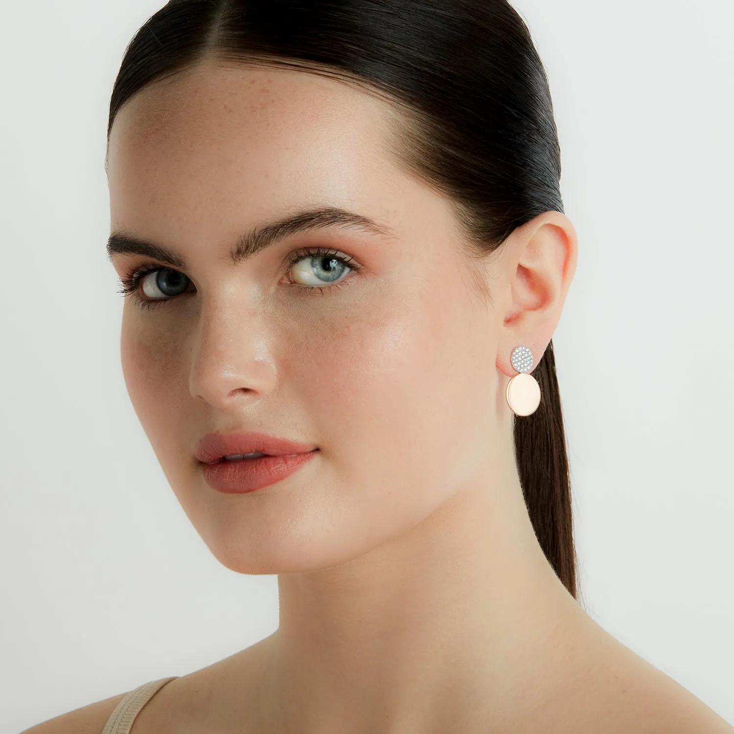LYTTON 18K MIX MATCHED DIAMOND DISC EARRINGS