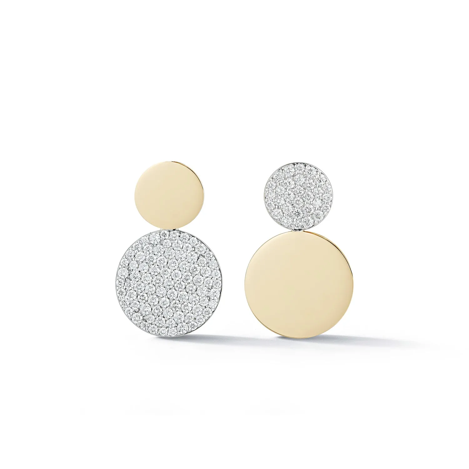 LYTTON 18K MIX MATCHED DIAMOND DISC EARRINGS