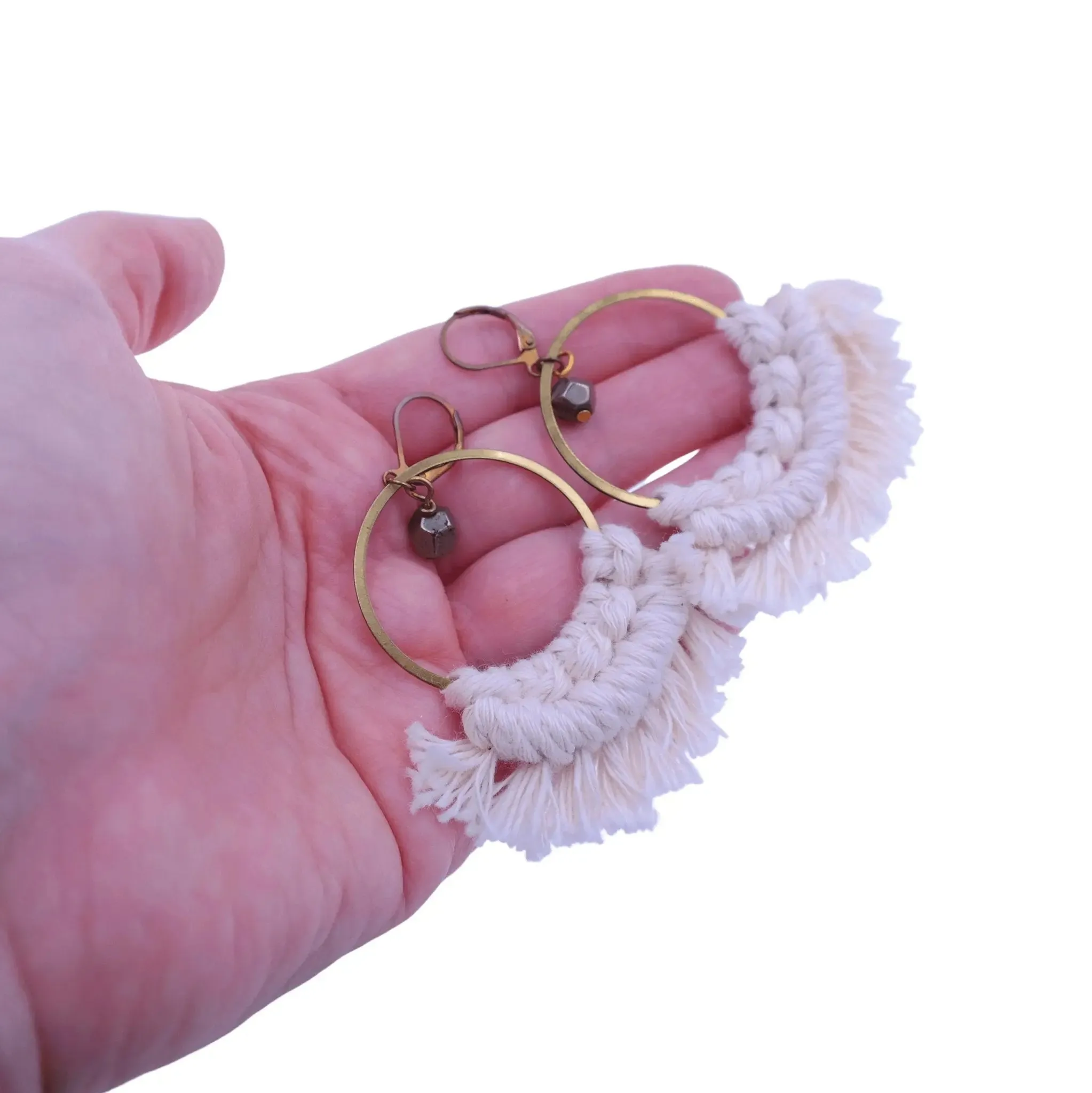 Macrame Hoops with Pyrite