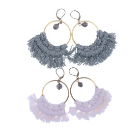 Macrame Hoops with Pyrite