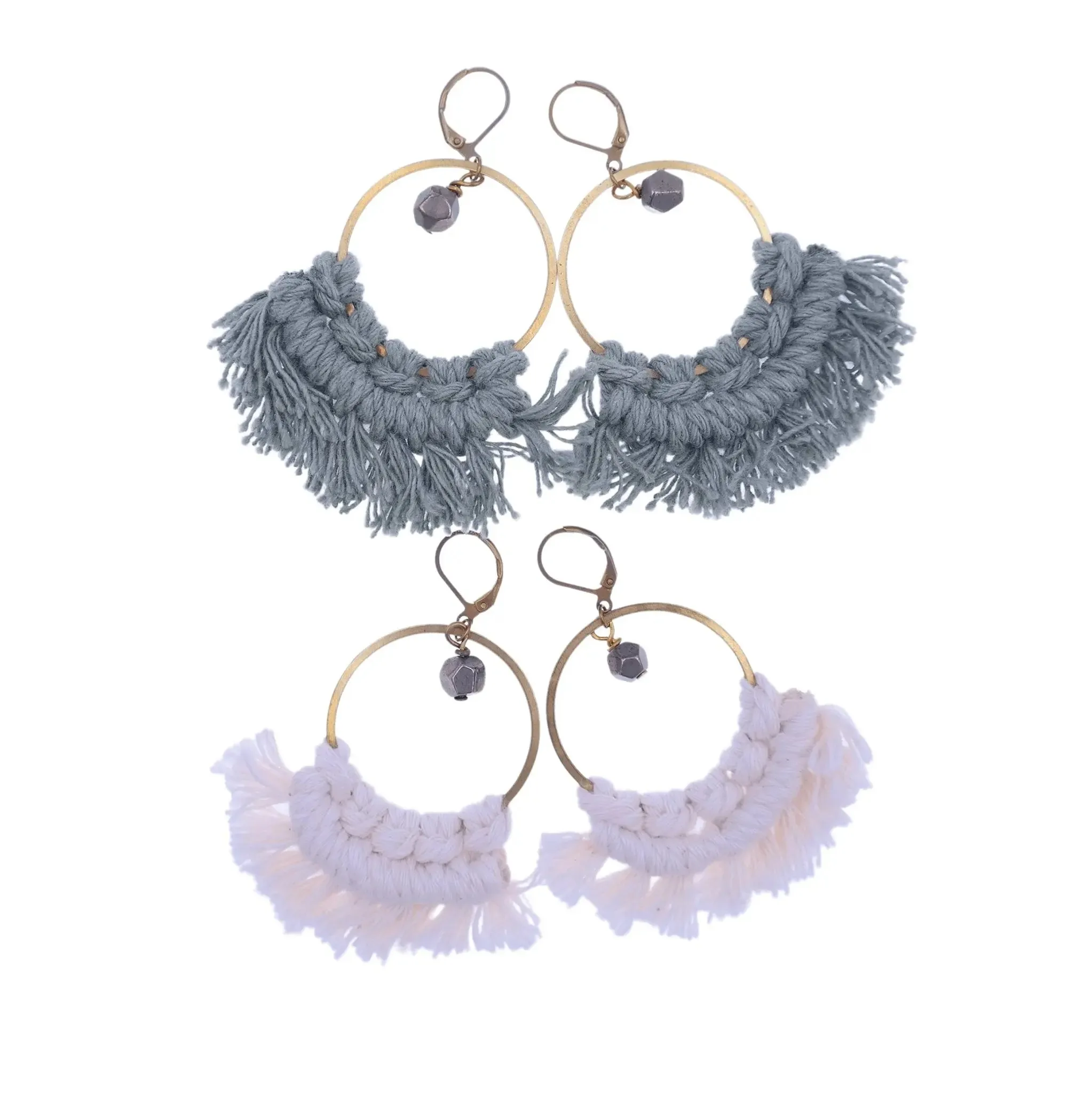 Macrame Hoops with Pyrite