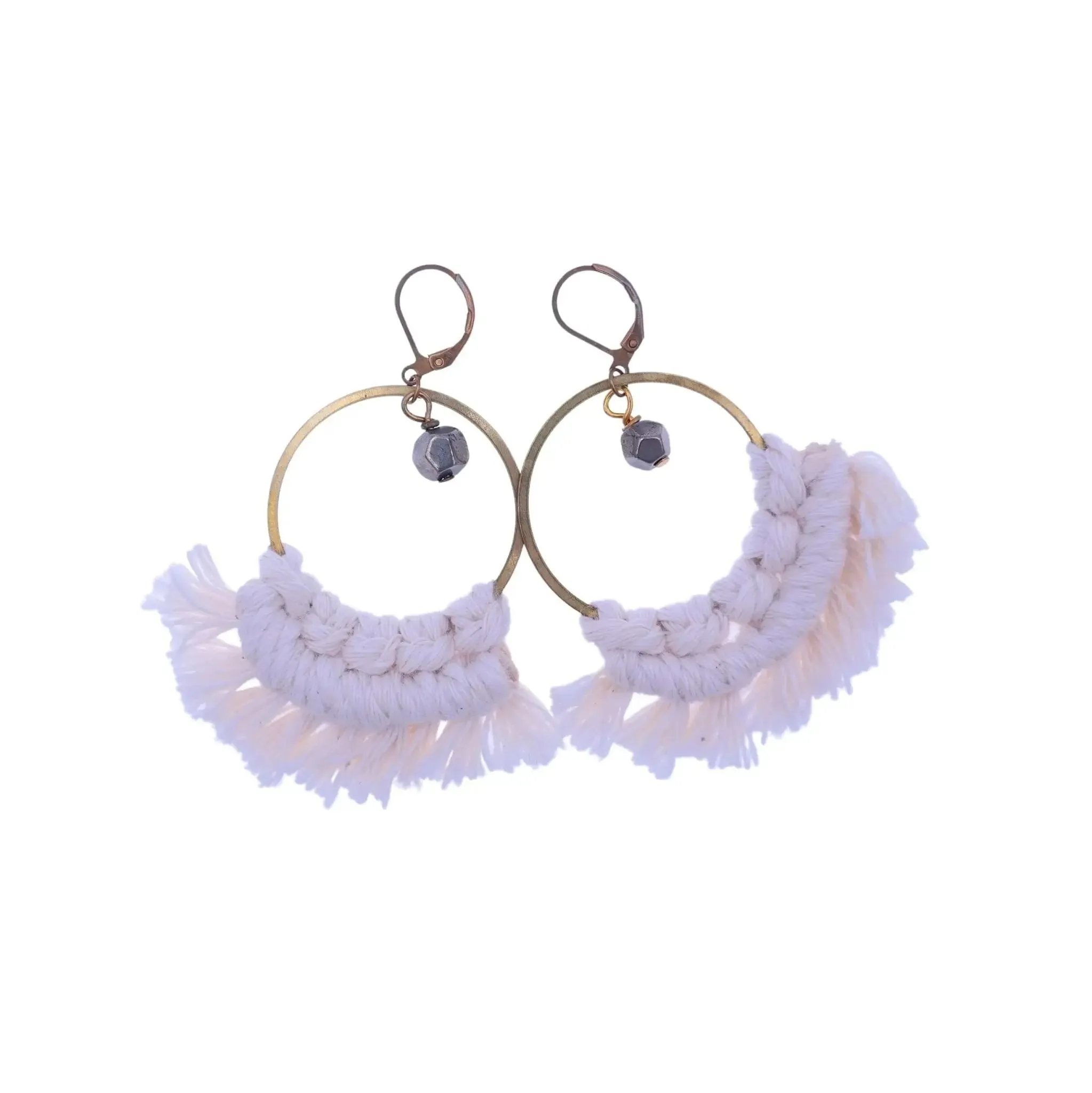 Macrame Hoops with Pyrite