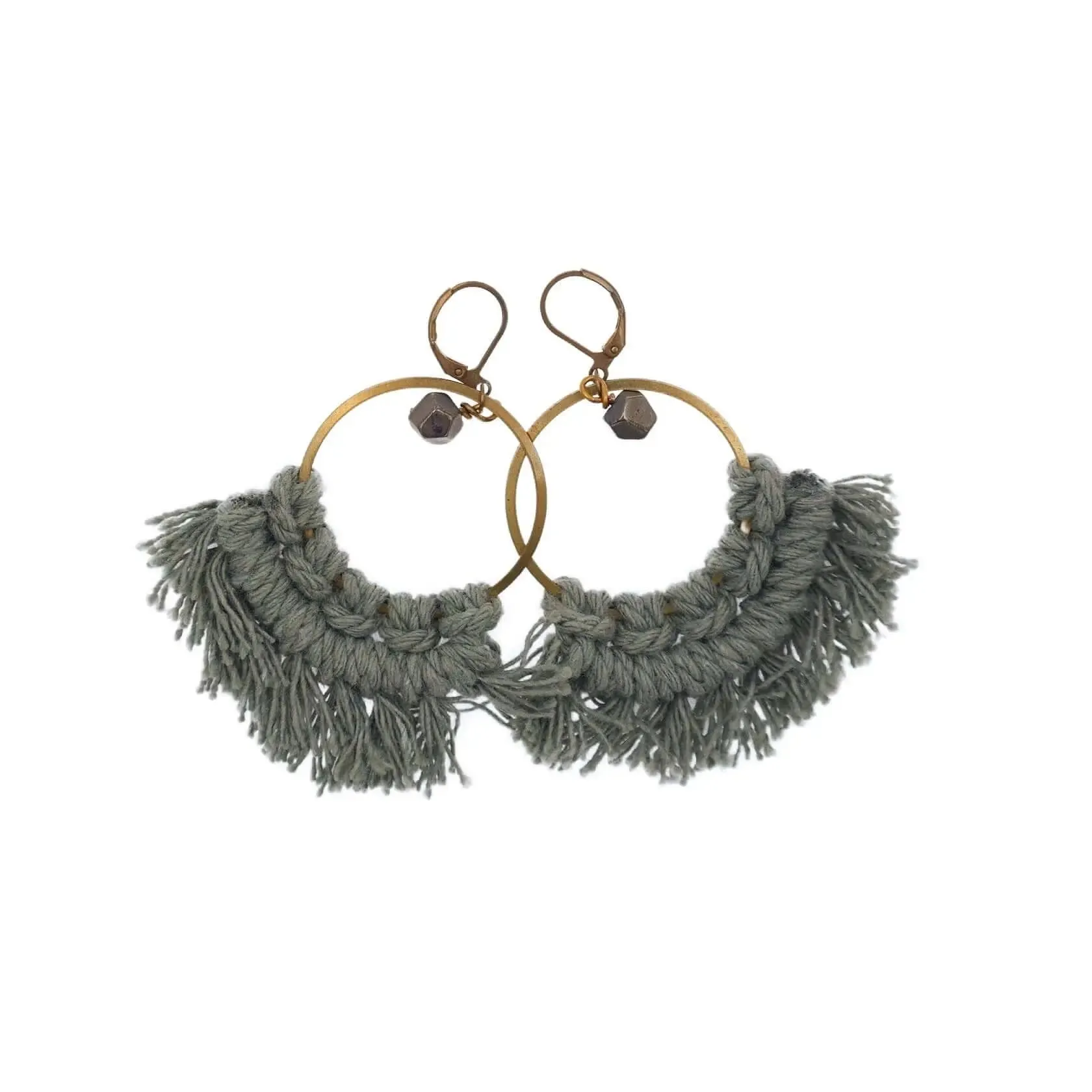 Macrame Hoops with Pyrite