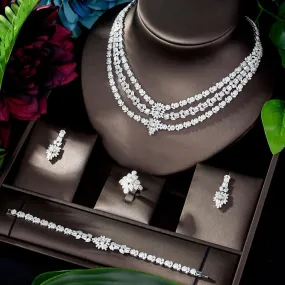 Magnificent Designer AAAA  Quality Cubic Zirconia Diamonds 4 piece Bridal Wedding Jewelry Set
