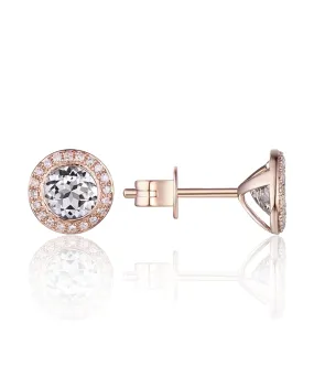 Martini Earrings in 14K Pink Gold with Diamonds and White Topaz