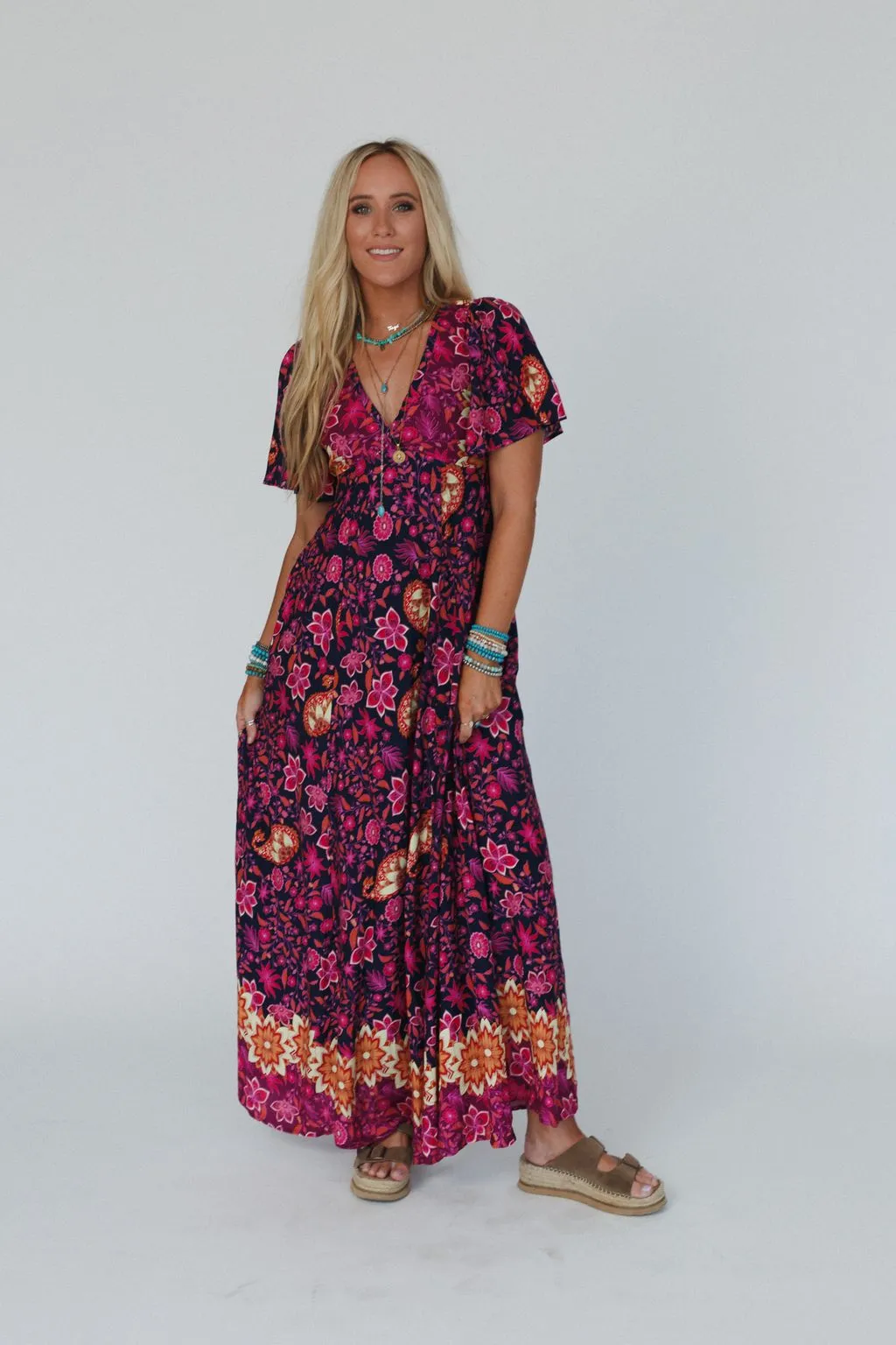 Midnight Floral Maxi Dress - Navy Multi