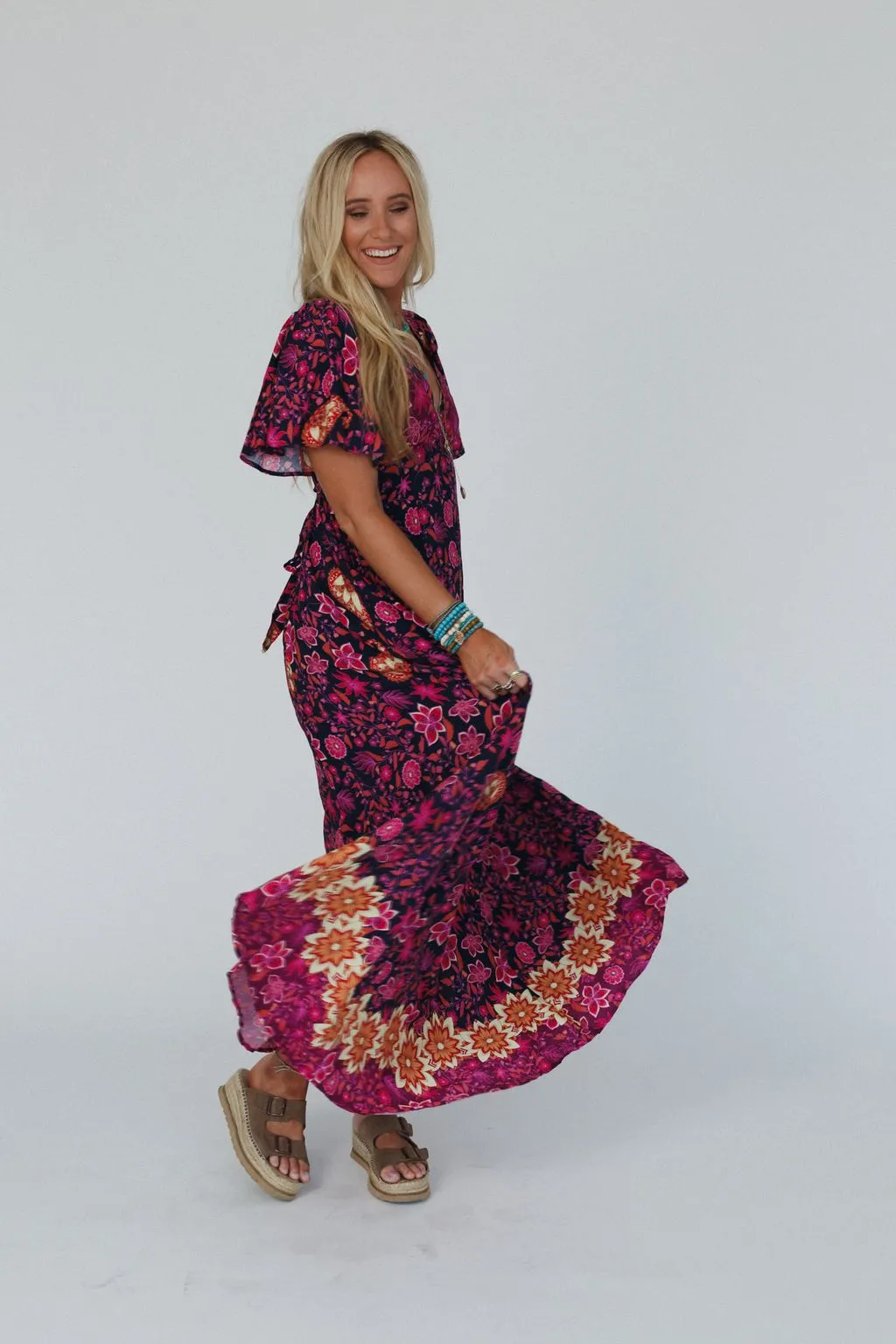 Midnight Floral Maxi Dress - Navy Multi
