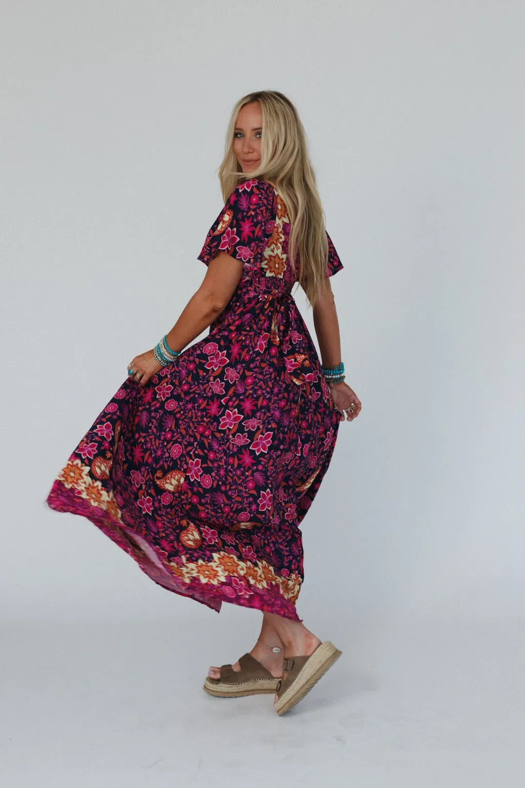 Midnight Floral Maxi Dress - Navy Multi