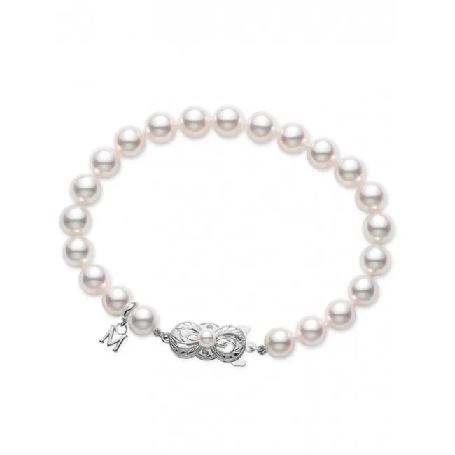 Mikimoto 18K White Gold 7 inch Pearl Bracelet