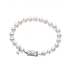 Mikimoto 18K White Gold 7 inch Pearl Bracelet
