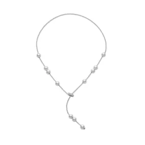 Mikimoto 18K White Gold Akoya Pearl Necklace with Diamond Clasp