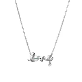 Mikimoto 18K White Gold Love Necklace with Akoya Pearl and Diamond