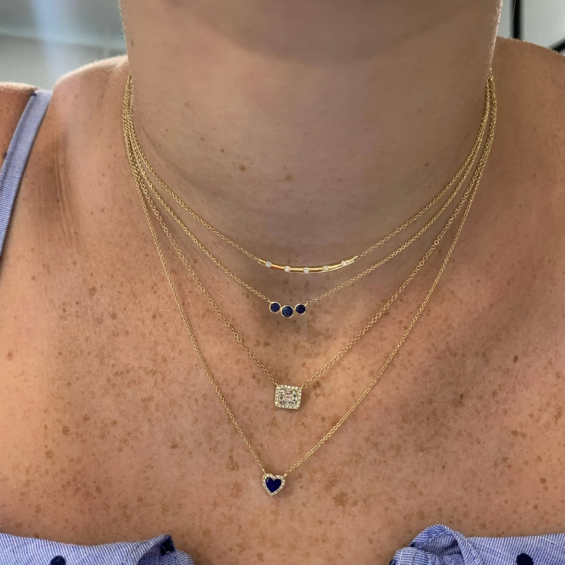 Mini Gemstone & Pave Heart Necklace