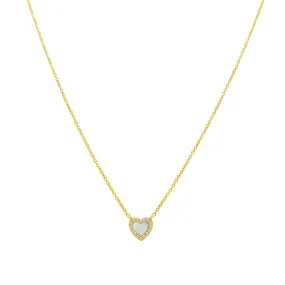 Mini Gemstone & Pave Heart Necklace