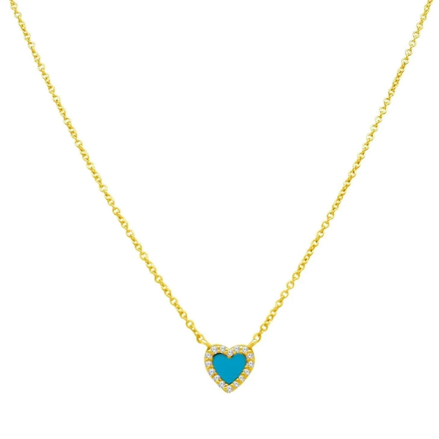 Mini Gemstone & Pave Heart Necklace