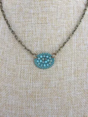 Mini Turquoise Sideways Oval Necklace