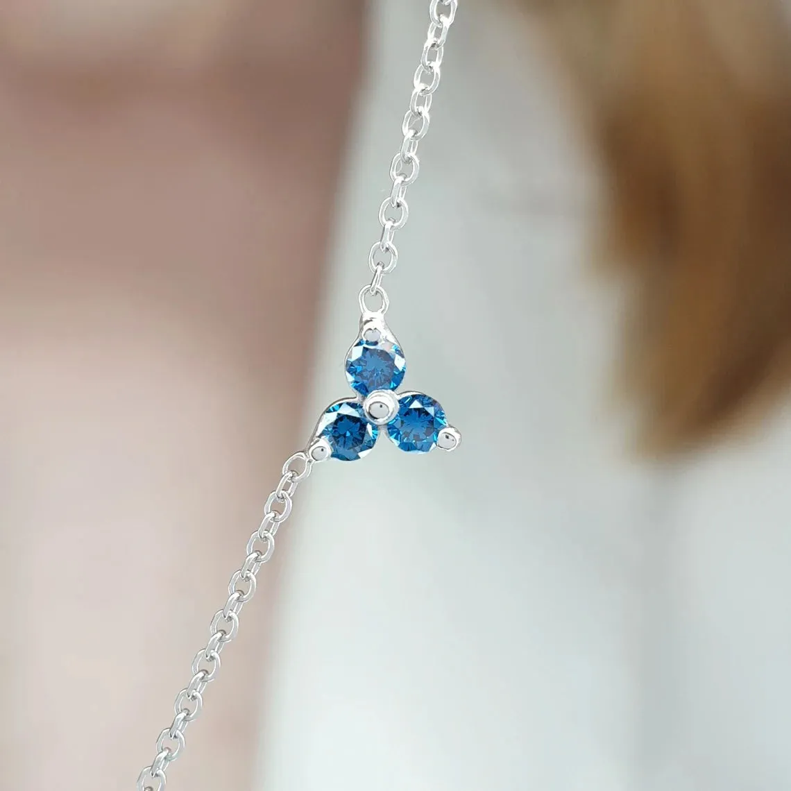 Minimalist blue diamond necklace