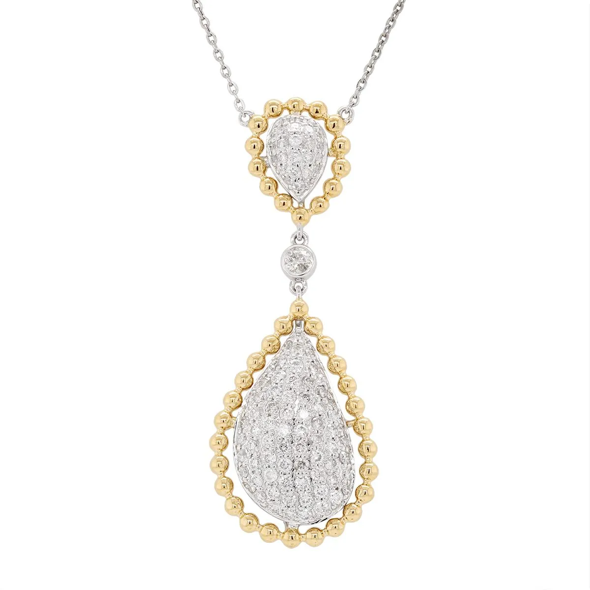 MODERN TWO-TONE GOLD AND DIAMOND NECKLACE, .90 CT TW